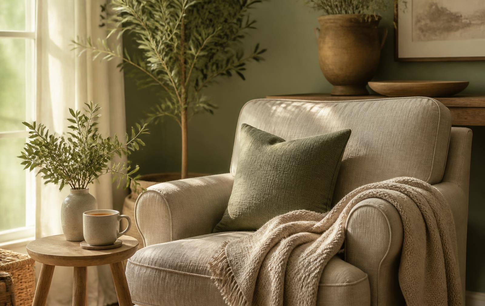 Quiet sunlit corner of a home where virtual appointments take place